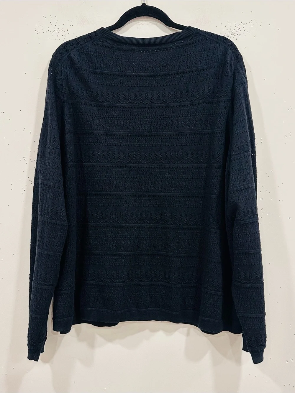 J Crew Pointelle 100% Cotton Cardigan Sweater Women's Sz 3X Black Buttons